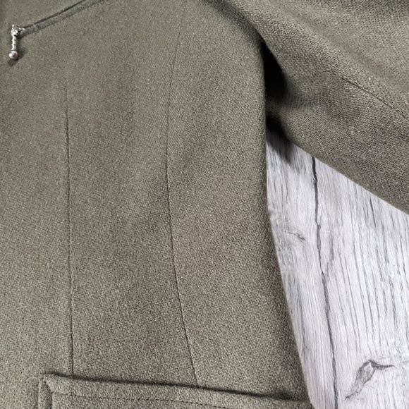 Laura Scott Jacket Women's 6 Green Lined 100% Wool Coat Blazer Full Zip - Picture 3 of 9